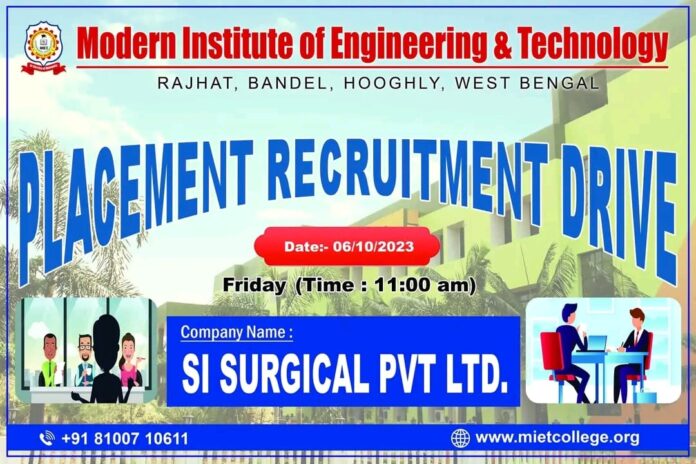 Placement Recruitment Drive from SI Surgical Pvt. Ltd. at Modern Institute of Engineering and Technology college